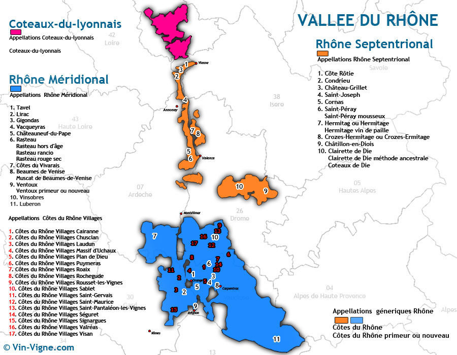 Vallée du Rhone-mapa