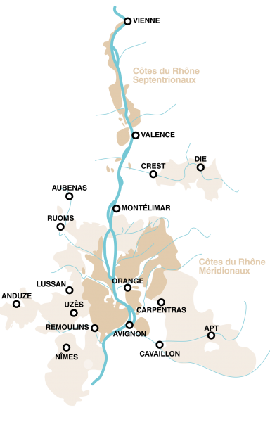 Côtes du Rhône Mapa