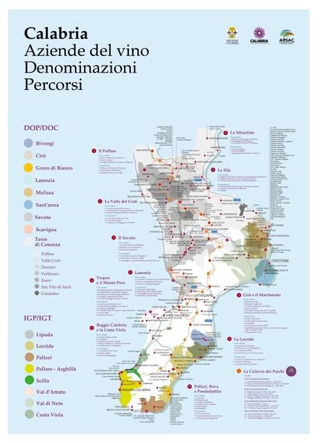 Mapa vino Calabria